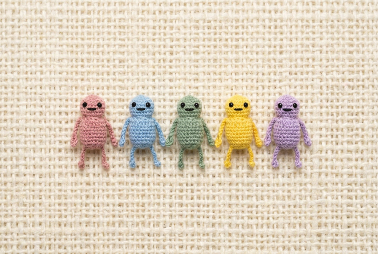 Jilly Tykes handmade crochet characters in different colours